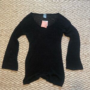Shade & Shore Women's Black V-Neck Sweater